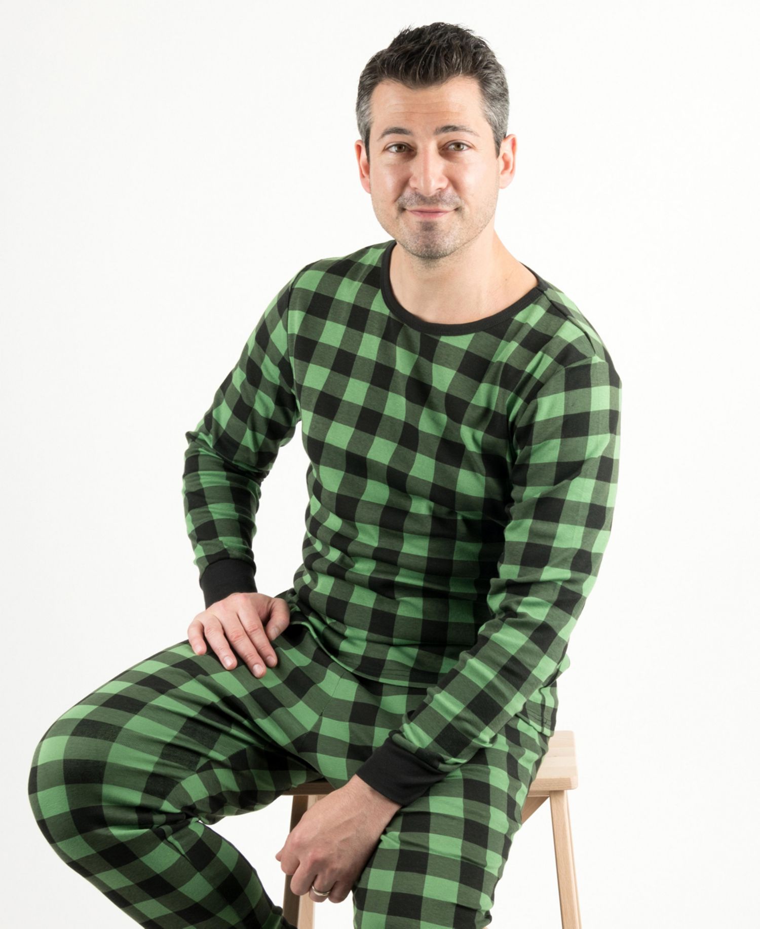 Men’s Two Piece Cotton Plaid Holiday Pajamas