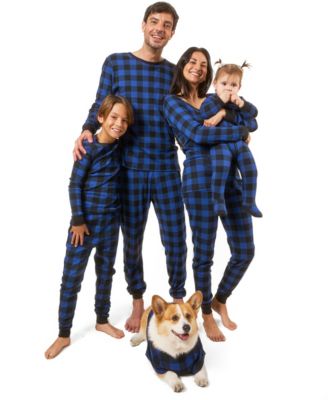 Matching Family Navy Blue & Black Buffalo Plaid Cotton Pajamas