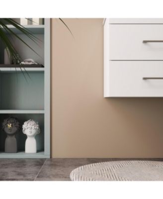 24" White Gloss Wall-Mount Vanity: Soft-Close