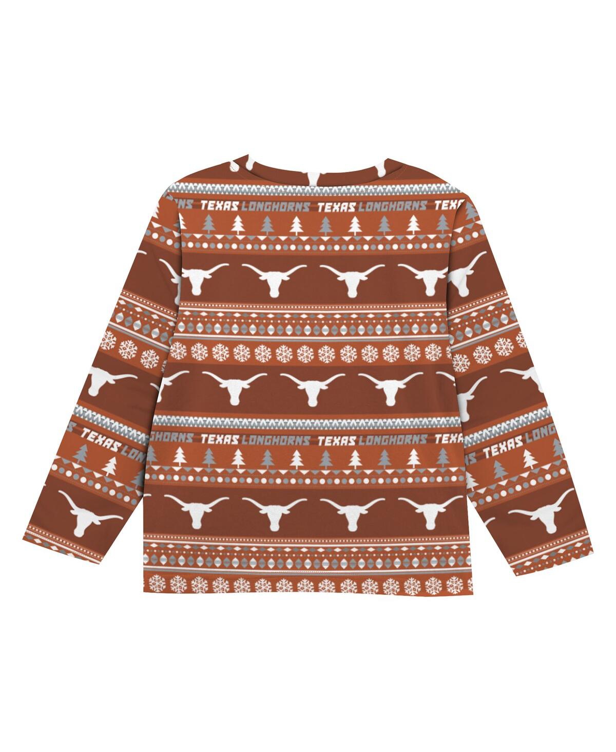 Outerstuff Big Boys And Girls 2-piece Texas Orange Texas Longhorns Ugly Sweater And Pajama Set In Orange