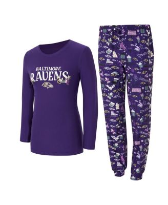 Concepts Sport - Women's 2-Piece Purple Baltimore Ravens Chestnut Long Sleeve T-Shirt and Pants Sleep Set