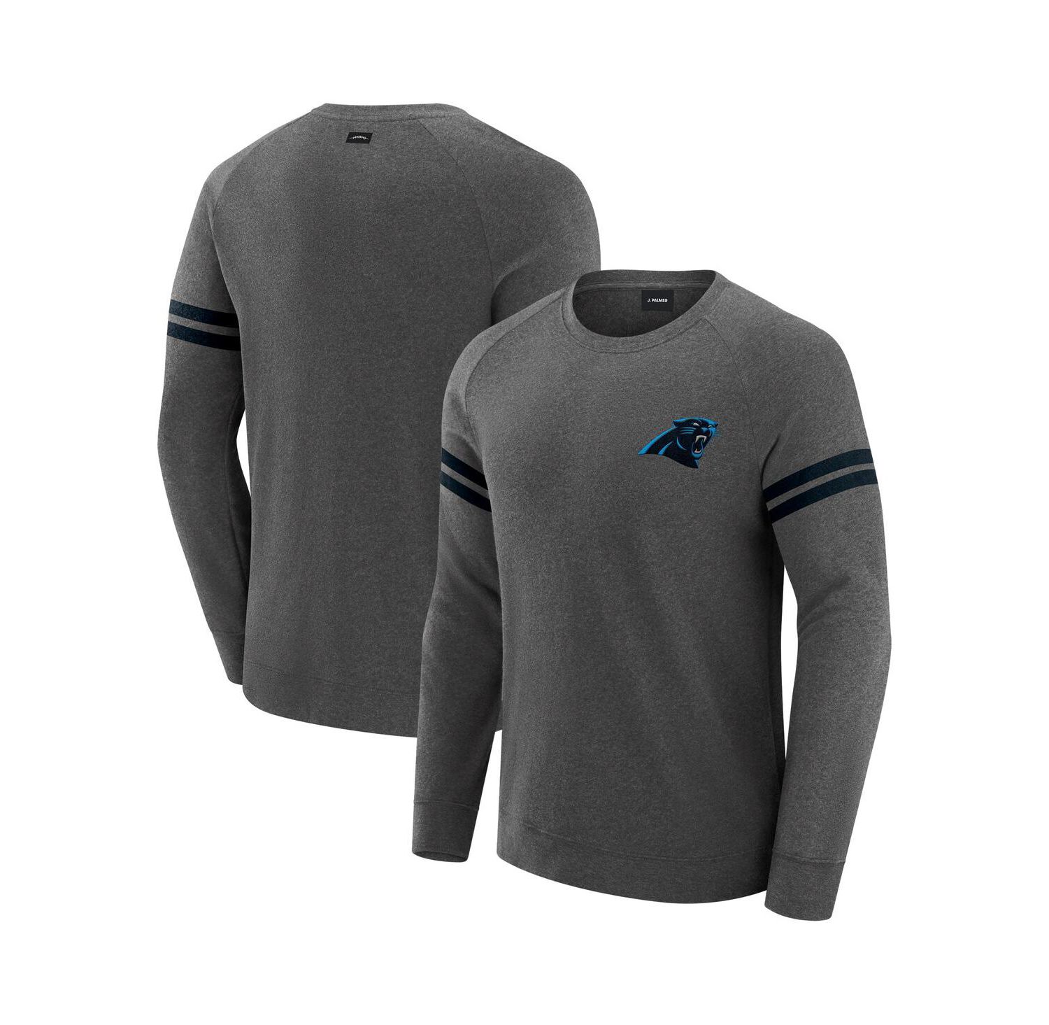 Men's Dark Heather Gray Carolina Panthers Players Lounge Raglan Tri-Blend Sweatshirt