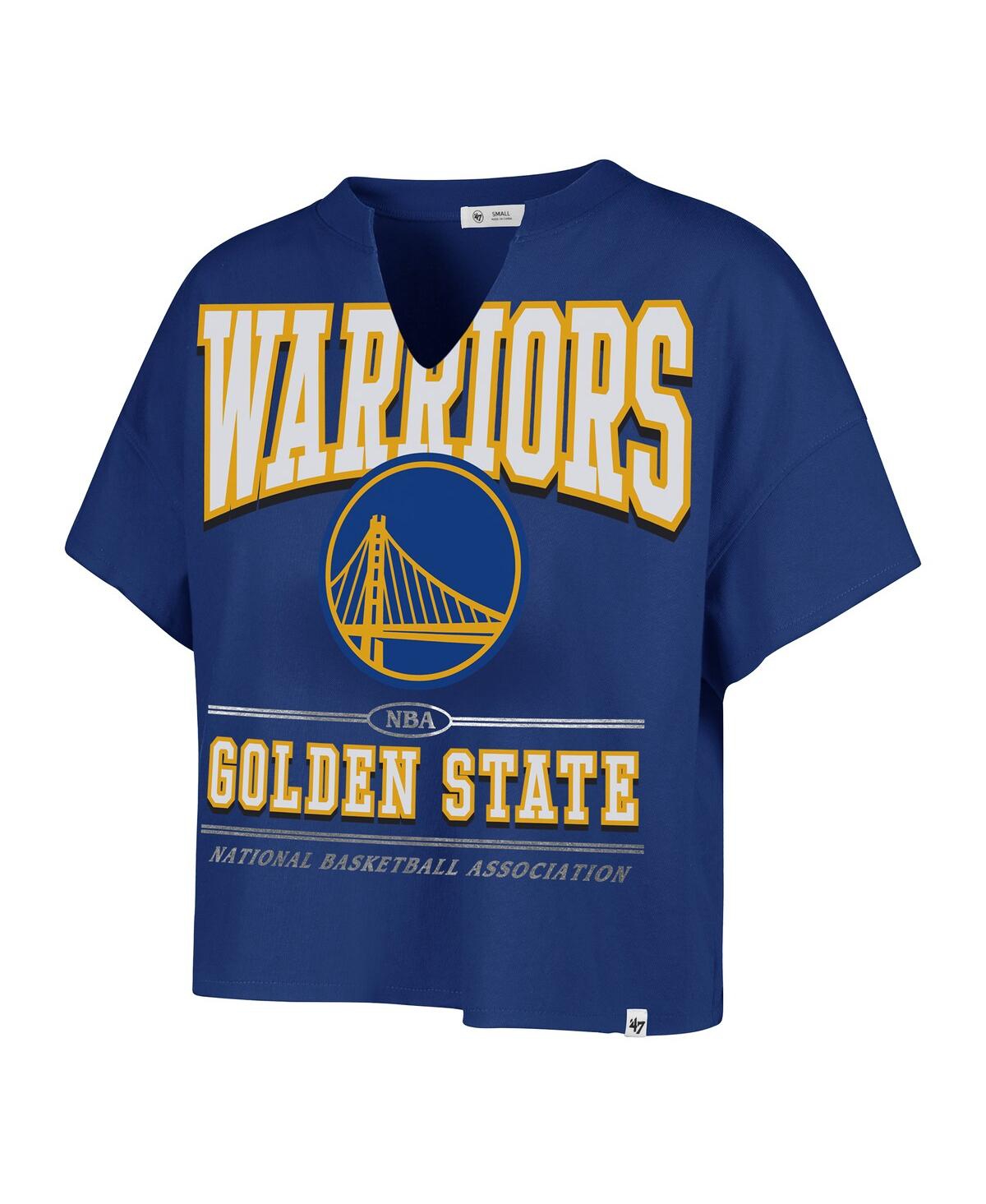 47 Brand Women's Royal Golden State Warriors Elation Oversized Notch Neck T-shirt In Blue
