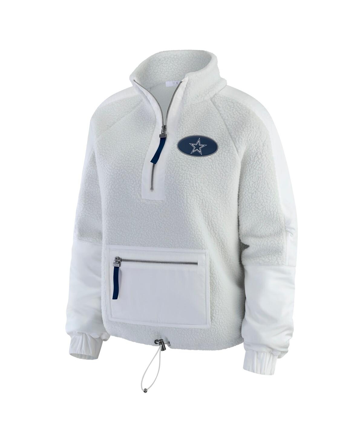 Wear By Erin Andrews Women's White Seattle Seahawks Polar Fleece Half-zip Jacket In White