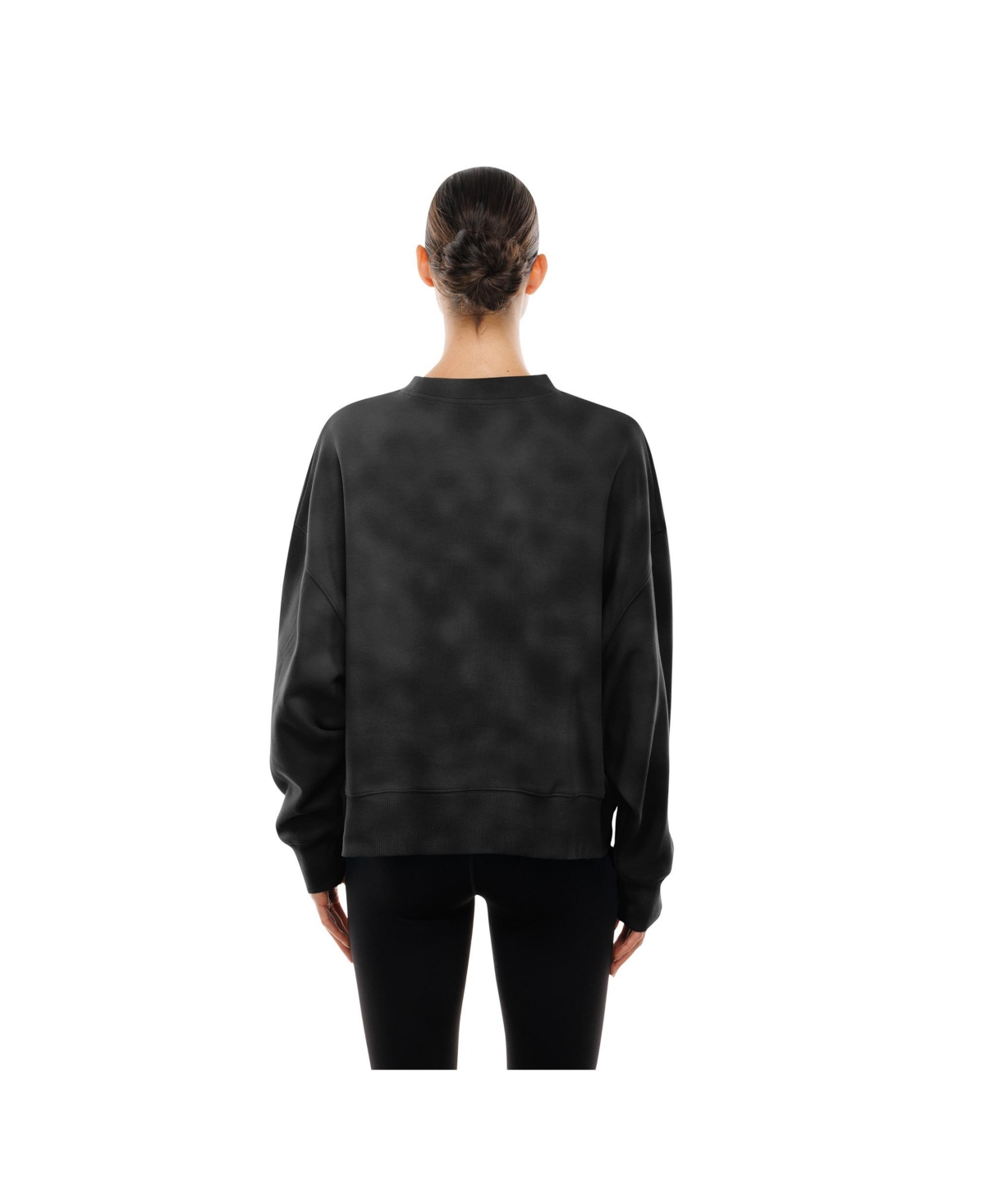 New Era Women's Black Chicago Bulls Boxy Throwback Mineral Wash Sweatshirt In Black