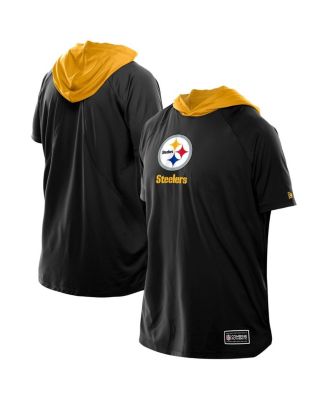 New Era - Men's Black Pittsburgh Steelers Combine Authentic Hooded Raglan Short-Sleeve T-Shirt