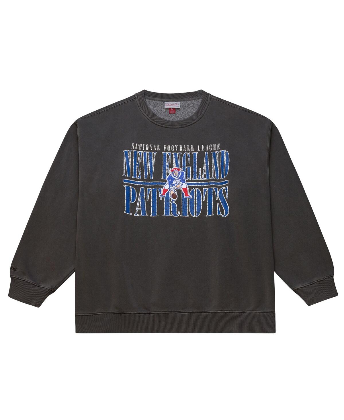 Mitchell & Ness Men's Black New England Patriots Downtown Crew Vintage Logo Sweatshirt