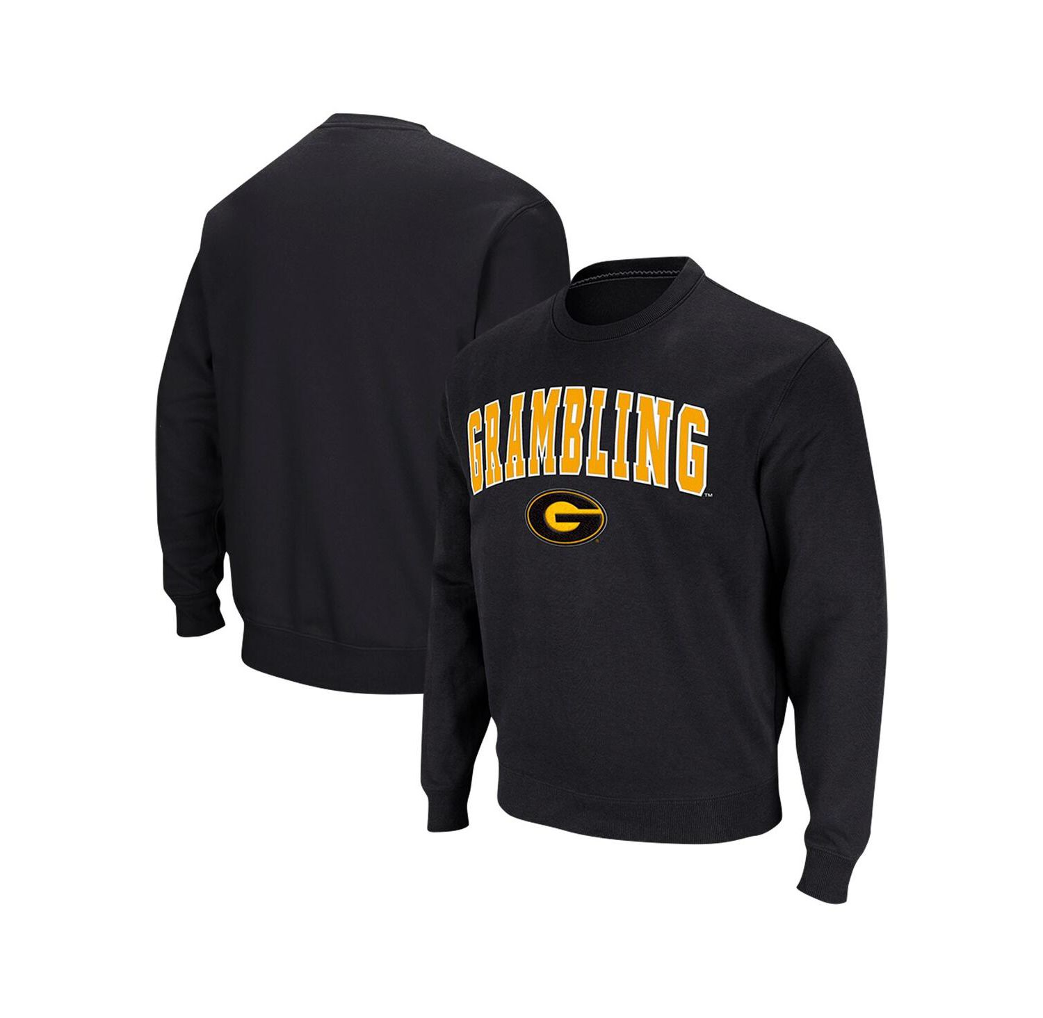 Men's Black Grambling Tigers Arch Logo Pullover Sweatshirt