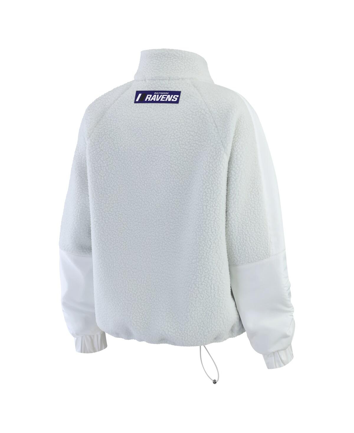 Wear By Erin Andrews Women's White Baltimore Ravens Polar Fleece Half-zip Jacket In White