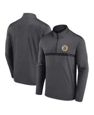 Logo Athletic - Men's Heather Charcoal Boston Bruins Head-to-Head Raglan Quarter-Zip Sweatshirt