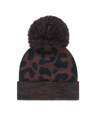 Women's Brown Boston Red Sox Rosette Cuffed Knit Hat with Pom