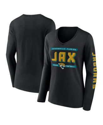 Fanatics - Women's Black Jacksonville Jaguars Hometown Sweep Long Sleeve V-Neck T-Shirt
