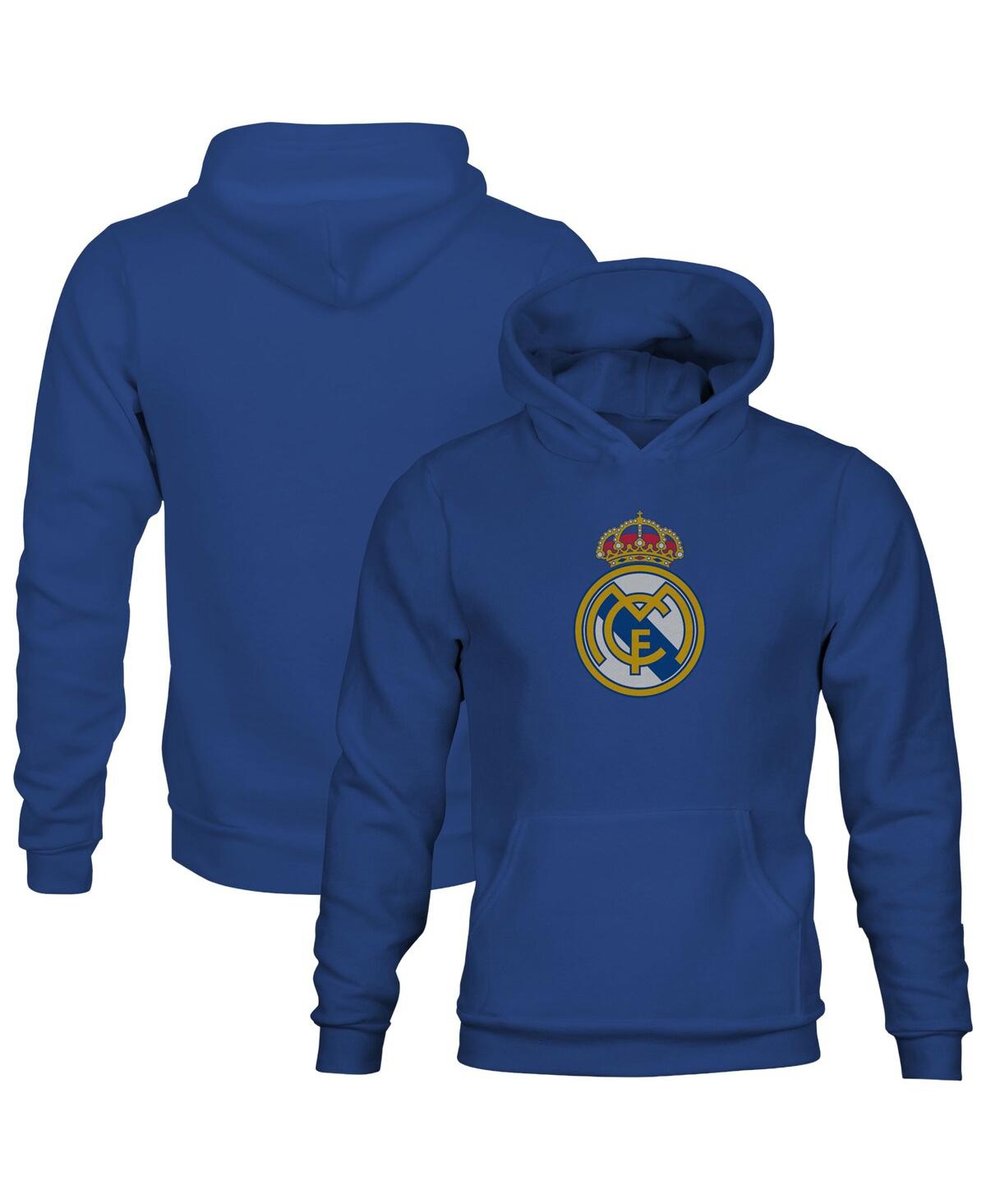 1863FC Big Boys and Girls Blue Real Madrid Color Badge Fleece Hoodie