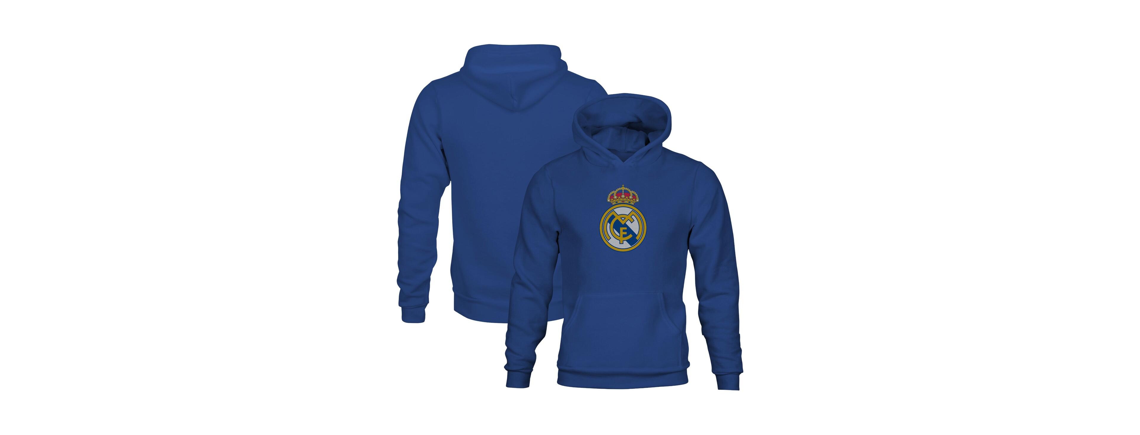 1863FC Big Boys and Girls Blue Real Madrid Color Badge Fleece Hoodie