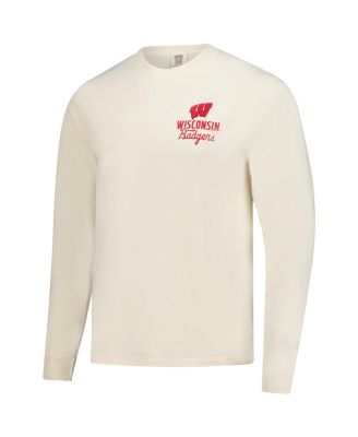 Men's Natural Wisconsin Badgers Comfort Colors Mascot Overlay Long Sleeve T-Shirt