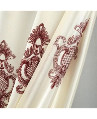Debbie Macrame Construction 3" Rod Pocket Curtain Panel 54" x 90" Beige/Burgundy