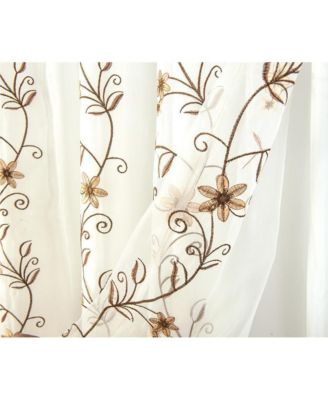 - Priscilla Embroidered Panel With Double Valance 54'' x 90'' Silver