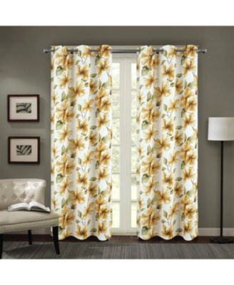 RT Designer Collection April Printed Blackout Luxurious Decorative Grommet Curtain Panel 54" x 84" Gold
