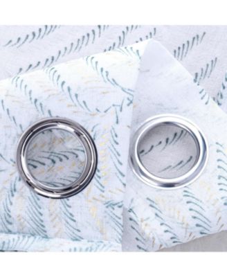 Faye Grommet Metallic Sheer Printed Doily Curtain Panel 54" x 84" Sage