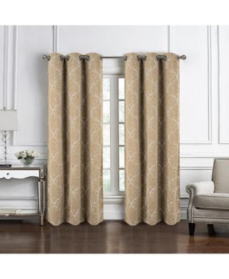 RT Designer Collection Kimber Embroidered Blackout Luxurious Decorative Grommet Curtain Panel 54" x 84" Taupe