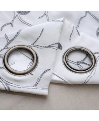 RT Designer Collection Luciana Embroidered Blackout Luxurious Decorative Grommet Curtain Panel 54" x 90" White