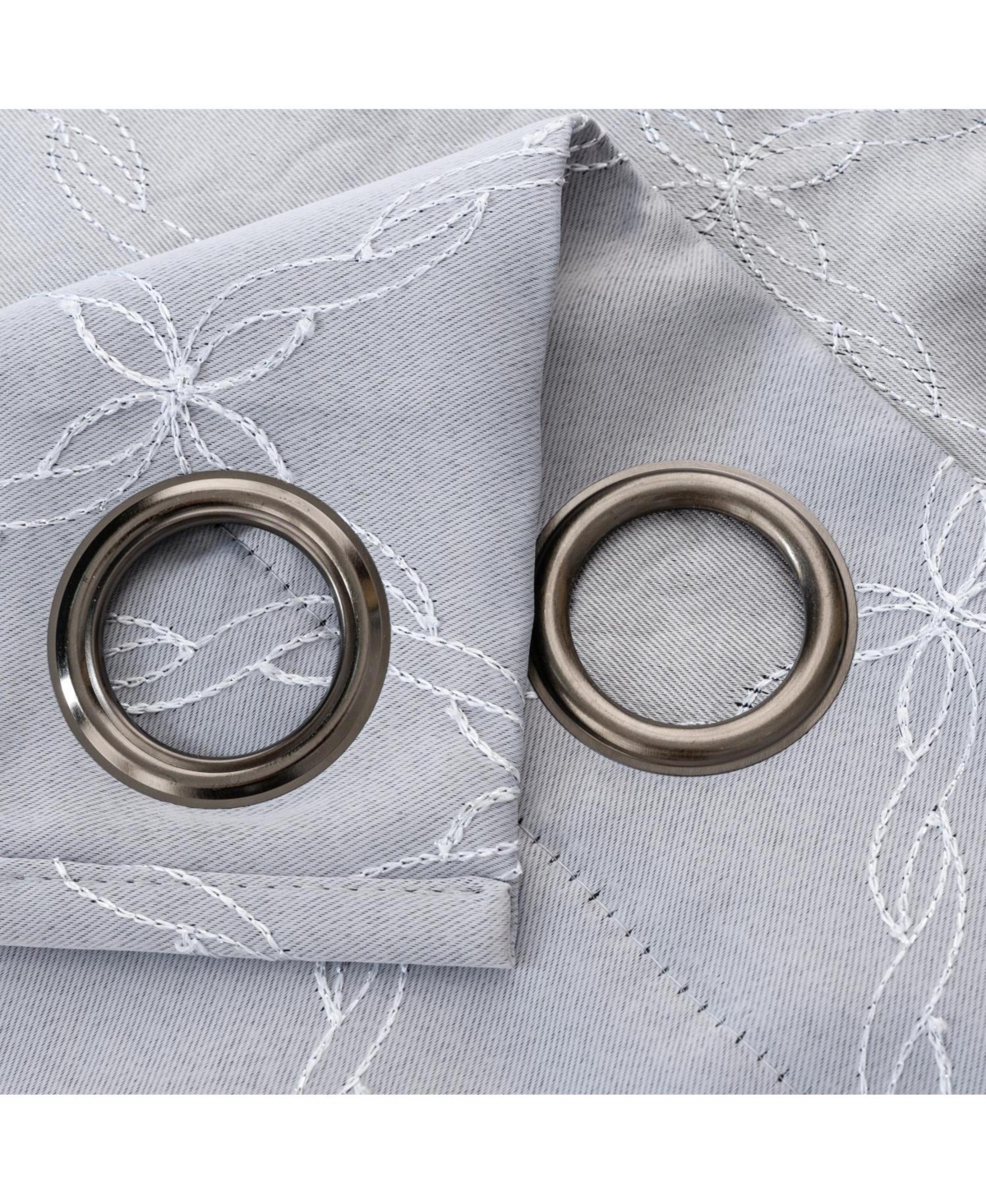 Rt Designer Collection Gable Embroidered Blackout Luxurious Decorative Grommet Curtain Panel 54" x 95" Silver