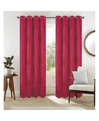RT Designer Collection Helena Halo Foil Blackout Luxurious Decorative Grommet Curtain Panel 54" x 90" Red