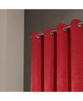 RT Designers Nellie Embossed Blackout Grommet Panel - 52"x84", Red.