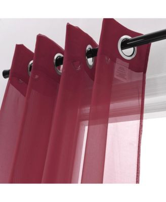 Cara One Sheer Grommet Light Filtering Curtain Panel 54" x 90" Burgundy