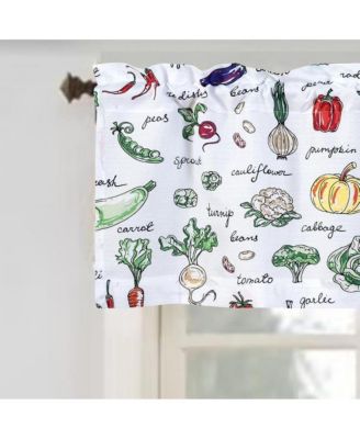 RT Designer's Collection Tribeca Vegetables Printed 3 Pieces Kitchen Curtain Set Includes 1 Valance 52" x 18" and 2 Tiers 26" x 36" Each Multi Color