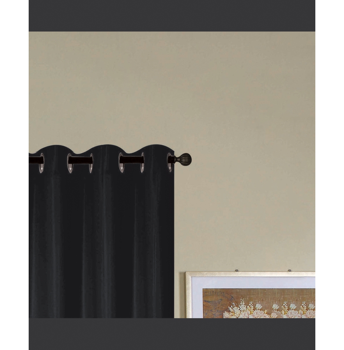 Rt Designers Collection Kennedy Room Darkening Grommet Curtain Panel 54" x 84" Black