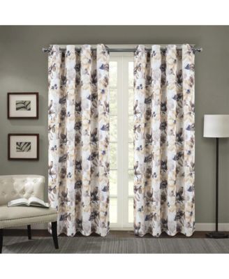 Eden Printed Blackout Grommet Window Curtain Panel 54" x 84" Taupe