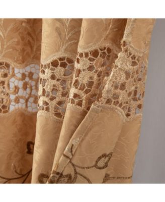 RT Designer Collection Antonia Macrame Luxurious Decorative Rod Pocket Curtain Panel 54" x 84" Gold