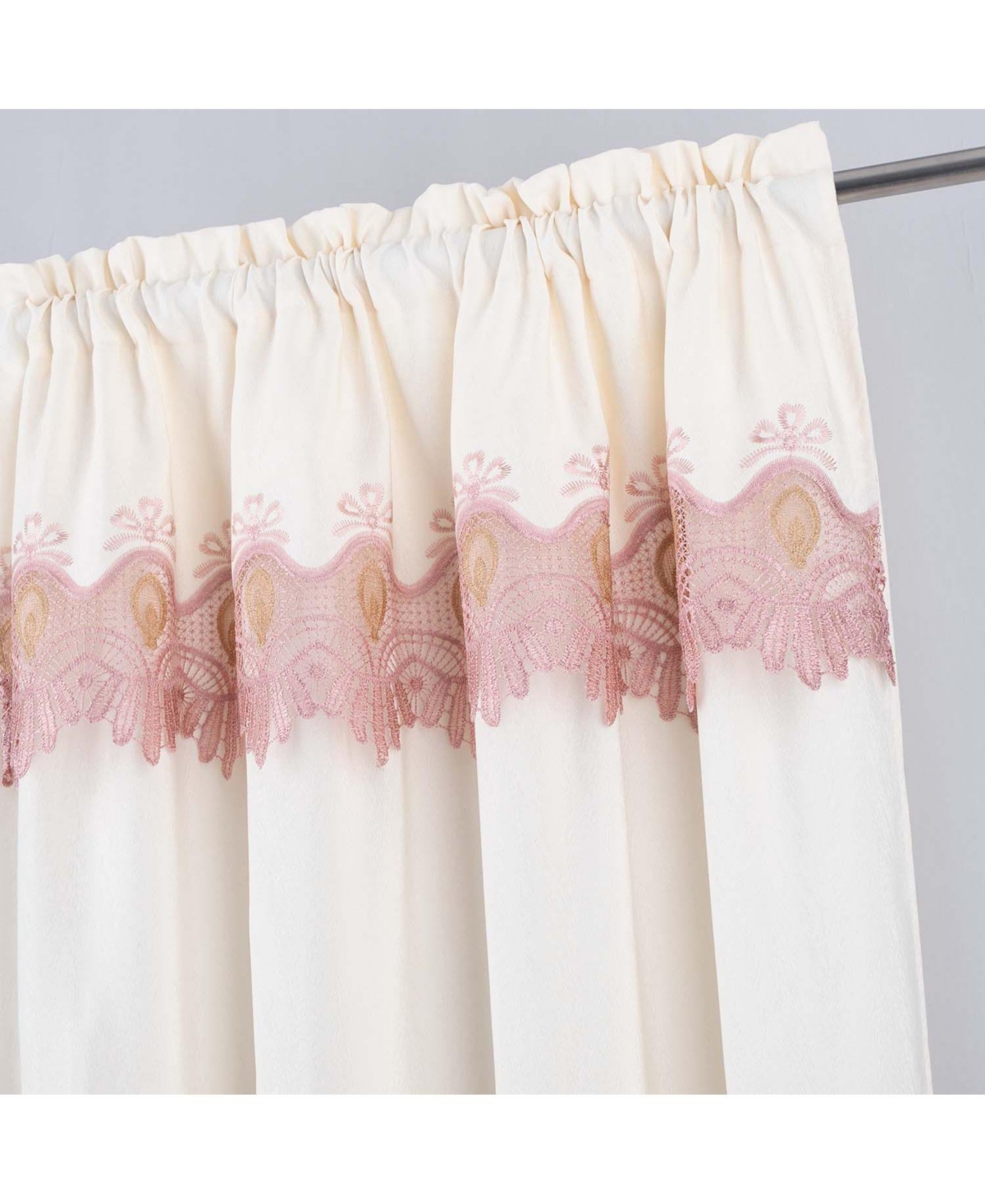 Rt Designer Collection Betsy Macrame Rod Pocket Curtain Panel 52" x 84" Blush