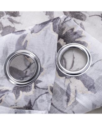 Meadow Grommet Metallic Sheer Printed Doily Curtain Panel 54" x 95" Grey