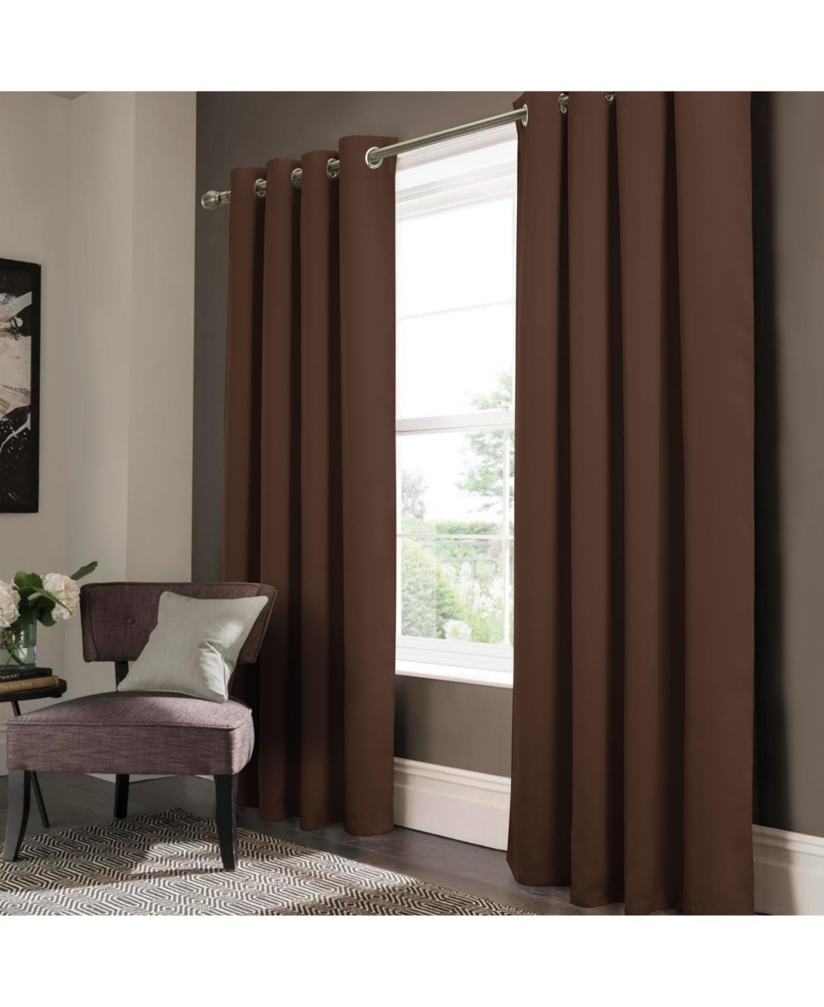Rt Designers Collection Anchorage Blackout Grommet Curtain Panel 54" x 84" Chocolate