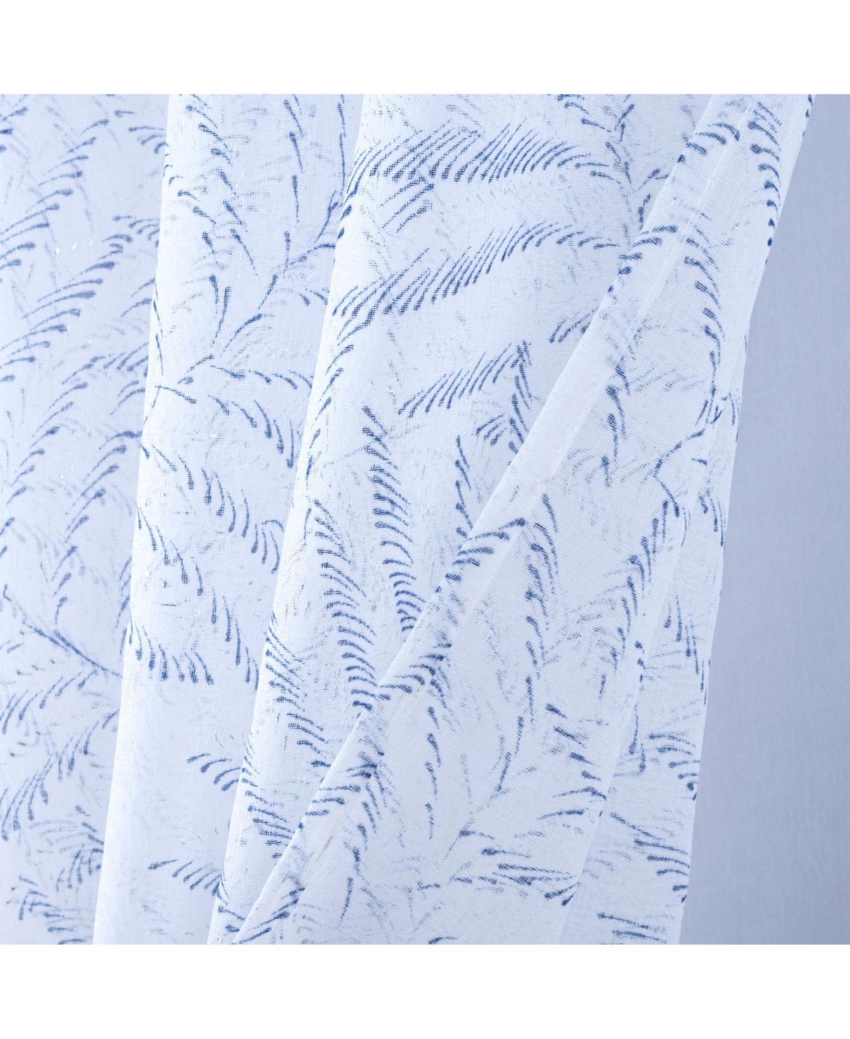 Rt Designers Collection Faye Grommet Metallic Sheer Printed Doily Curtain Panel 54" x 95" Blue