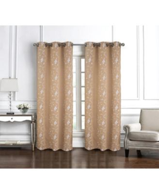 RT Designer Collection Lilian Embroidered Blackout Luxurious Decorative Grommet Curtain Panel 54" x 95" Taupe