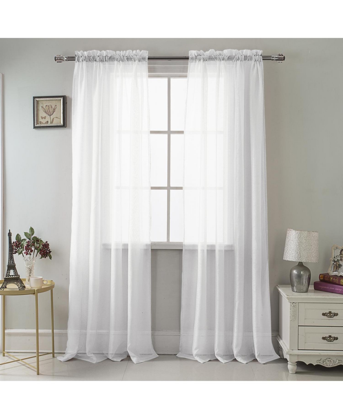 Rt Designer Collection Celine Sheer Luxurious Modern Design Curtain Panel 54" x 84" Beige