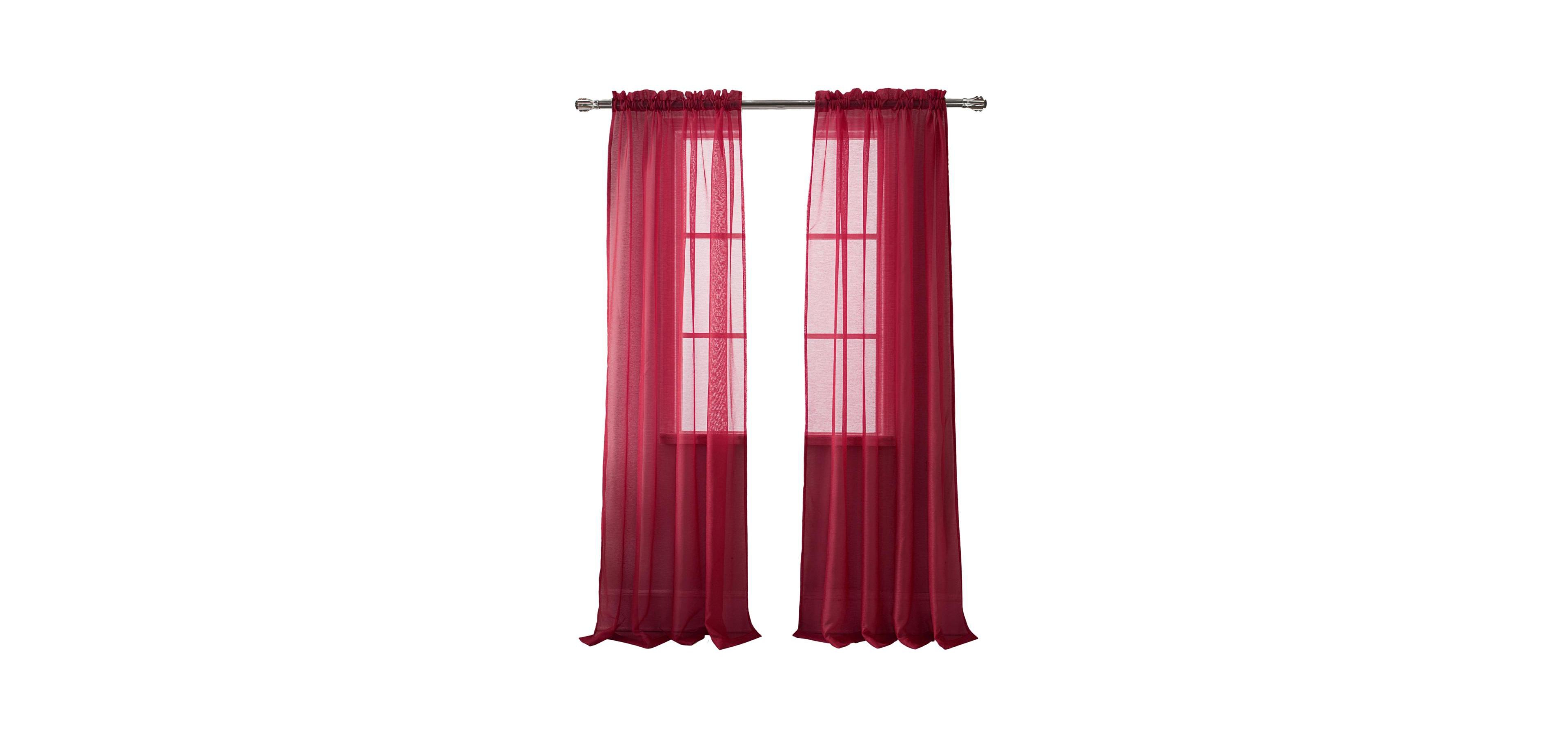 Rt Designer Collection Celine Sheer Luxurious Modern Design Curtain Panel 54" x 84" Burgundy