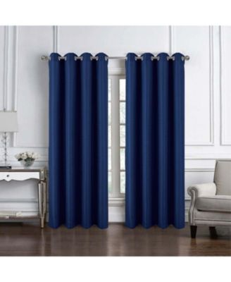 RT Designer Collection Cindy Textured 2 Pack Grommet Curtain Panel 36" x 84" Navy Blue