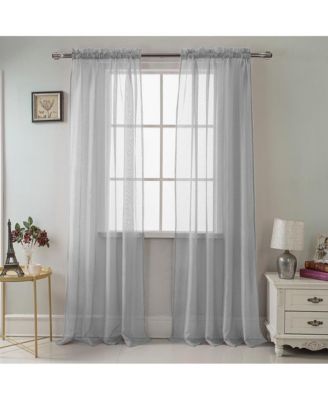 Olivia Gray Celine Sophisticated Sheer Curtain Panel 55" x 90" - Charcoal