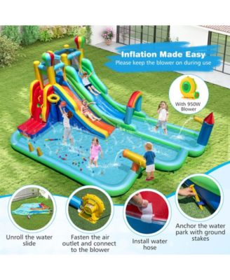 Sugif Inflatable Water Slide Park Giant Bounce House with 950W Blower