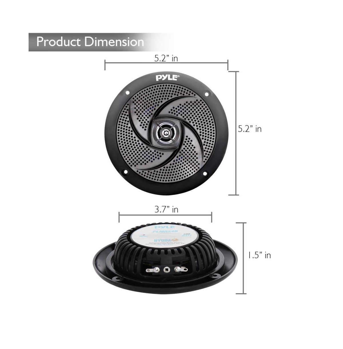 Pyle 4 Waterproof Marine Speakers - 2-Way Full Range Sound (PLMRS4B.5)