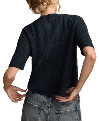Women's Short-Sleeve Cable Cardigan