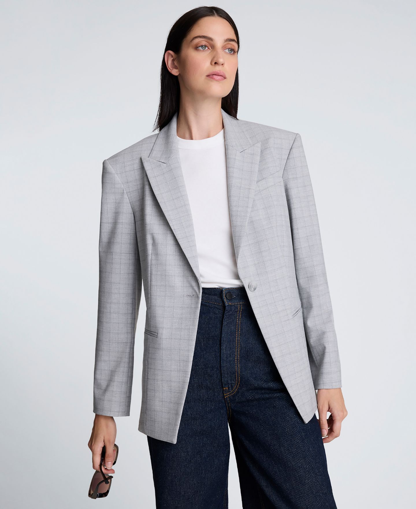 Женский пиджак Kenneth Cole Cutaway Plaid One-Button Tailored Blazer — фото 1