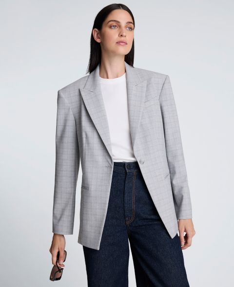 Женский пиджак Kenneth Cole Cutaway Plaid One-Button Tailored Blazer