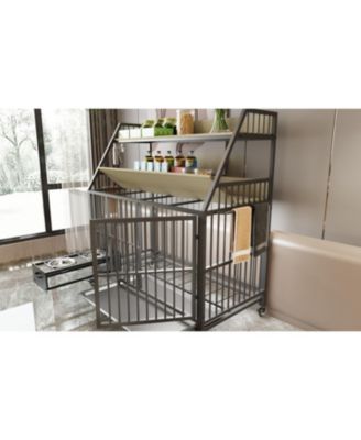 Large Pet Cage with Storage & Stainless-Steel Bowls