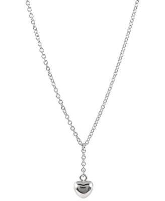 Primavera Sterling Silver Puff Heart Y Necklace