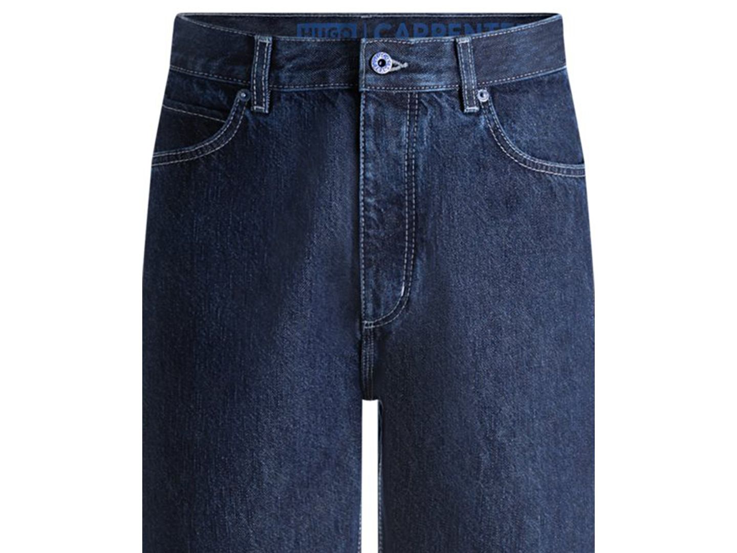 Мужские джинсы Hugo Boss Straight-Fit Carpenter, цвет: Тёмный синий варёный — фото 3